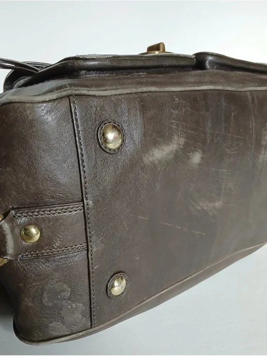 Coach Hampton Leather Lindsey satchel hang bag mahogany brown gold hardware - Picture 16 of 16